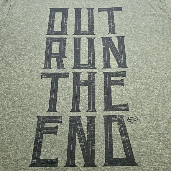 Fox Racing Active Training Men’s Large Slim Fit OUT RUN THE END Graphic T-Shirt - Picture 3 of 6